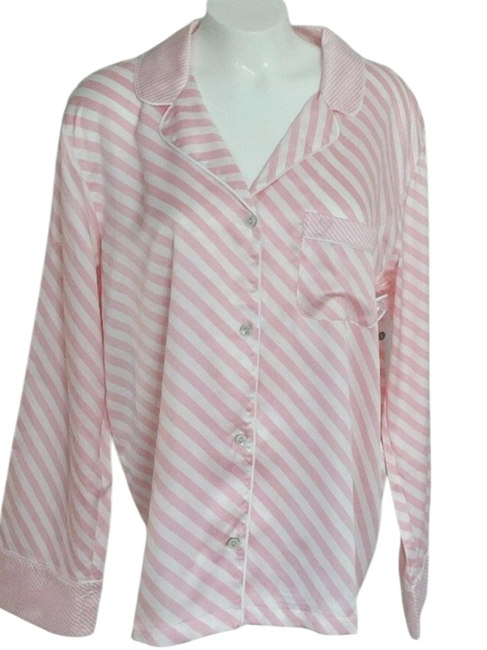Victoria's Secret Vintage Pink and White Striped Long Sleeve Pajama Top. Size S